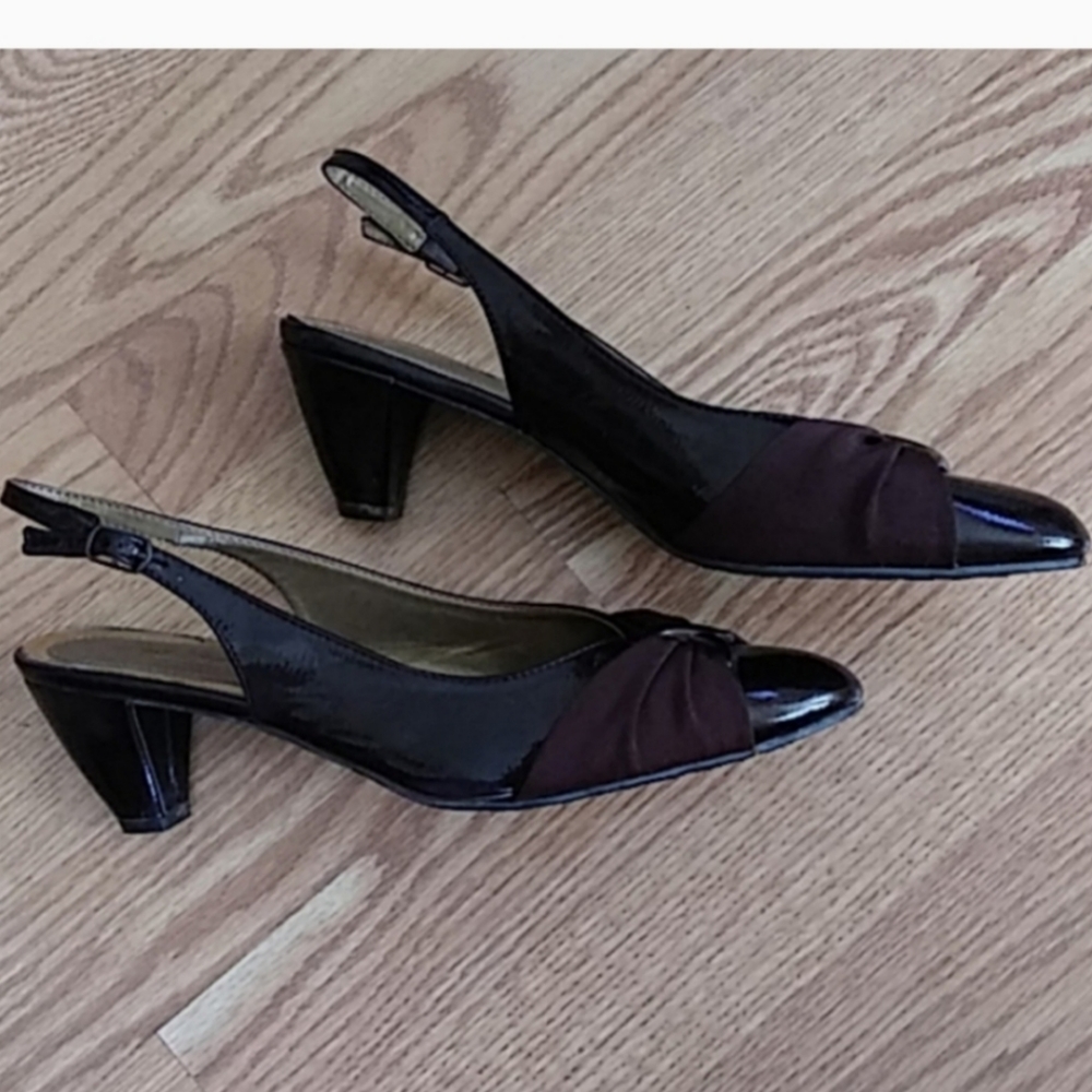Sling Back Brown Heeled Sandals
